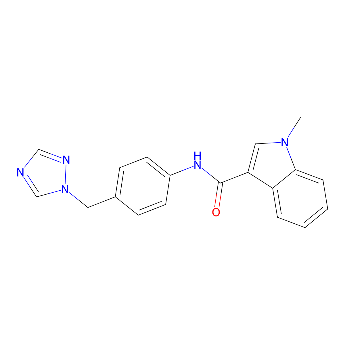 1-methyl-N-[4-(1H-1,2,4-triazol-1-ylmethyl)phenyl]-1H-indole-3-carboxamide molecular structure, CAS 1374538-37-0