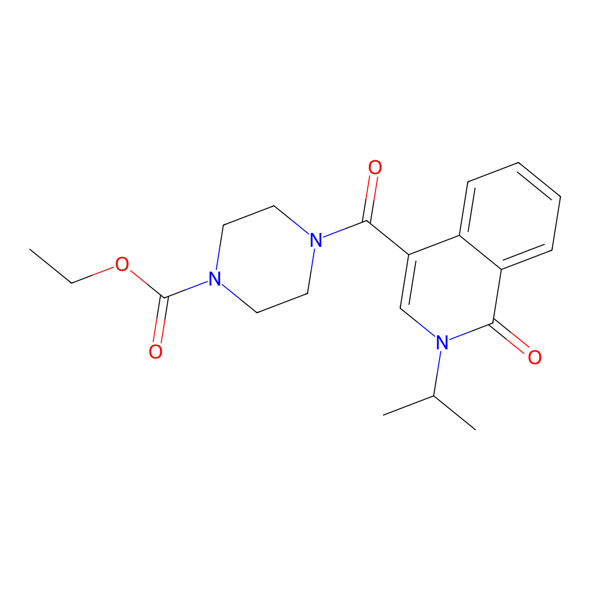 ethyl 4-[(2-isopropyl-1-oxo-1,2-dihydro-4-isoquinolinyl)carbonyl]tetrahydro-1(2H)-pyrazinecarboxylate molecular structure, CAS 1374538-59-6