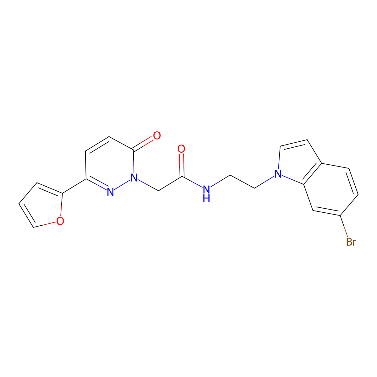 N-[2-(6-bromo-1H-indol-1-yl)ethyl]-2-[3-(2-furyl)-6-oxo-1(6H)-pyridazinyl]acetamide molecular structure, CAS 1374538-64-3