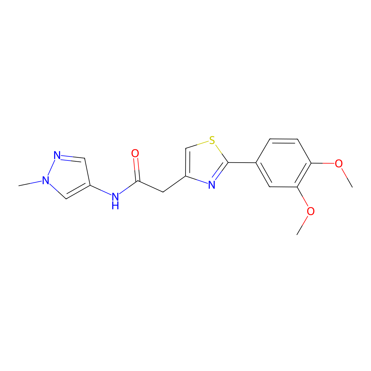 2-[2-(3,4-dimethoxyphenyl)-1,3-thiazol-4-yl]-N-(1-methyl-1H-pyrazol-4-yl)acetamide molecular structure, CAS 1374538-68-7