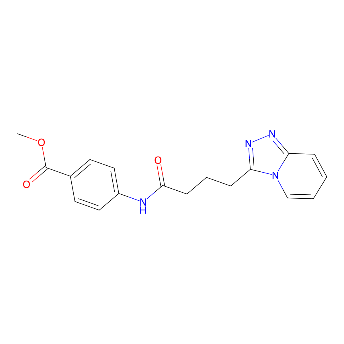 Methyl 4-{[4-([1,2,4]triazolo[4,3-a]pyridin-3-yl)butanoyl]amino}benzoate molecular structure, CAS 1374538-76-7