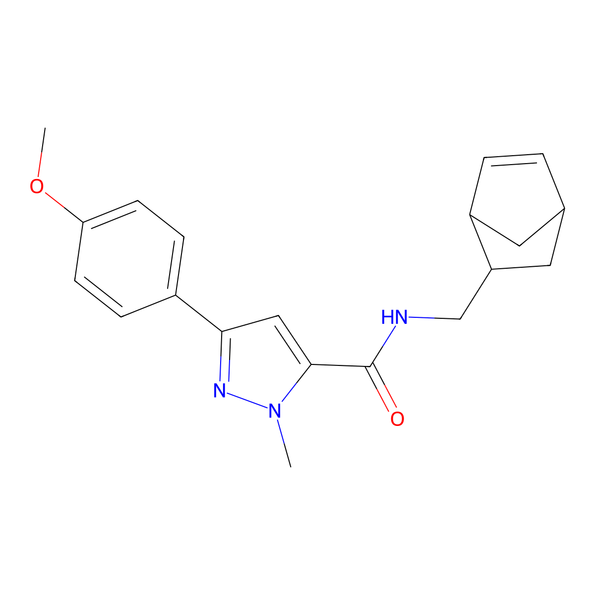 N-(bicyclo[2.2.1]hept-5-en-2-ylmethyl)-3-(4-methoxyphenyl)-1-methyl-1H-pyrazole-5-carboxamide molecular structure, CAS 1374538-80-3