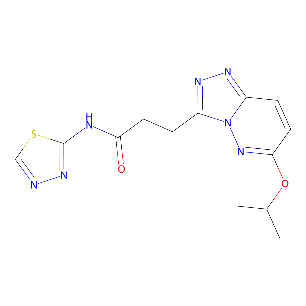 3-(6-isopropoxy-[1,2,4]triazolo[4,3-b]pyridazin-3-yl)-N-(1,3,4-thiadiazol-2-yl)propanamide molecular structure, CAS 1374538-90-5