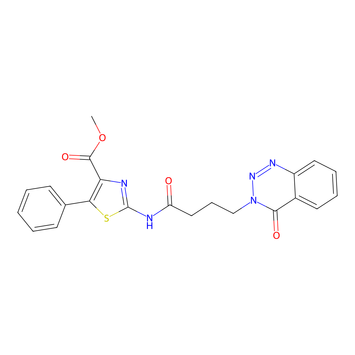 methyl 2-{[4-(4-oxo-1,2,3-benzotriazin-3(4H)-yl)butanoyl]amino}-5-phenyl-1,3-thiazole-4-carboxylate molecular structure, CAS 1374538-96-1