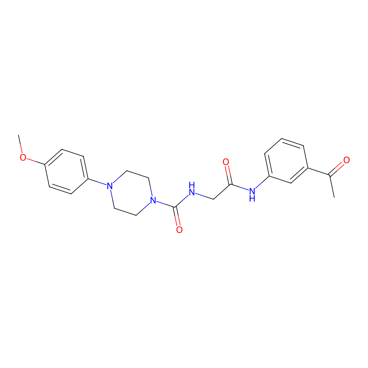 N-{2-[(3-acetylphenyl)amino]-2-oxoethyl}-4-(4-methoxyphenyl)piperazine-1-carboxamide molecular structure, CAS 1374539-00-0