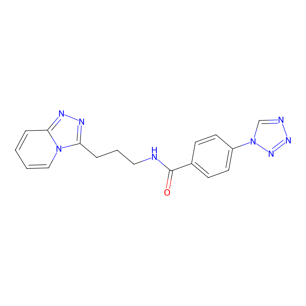 4-(1H-tetrazol-1-yl)-N-[3-([1,2,4]triazolo[4,3-a]pyridin-3-yl)propyl]benzamide molecular structure, CAS 1374539-05-5
