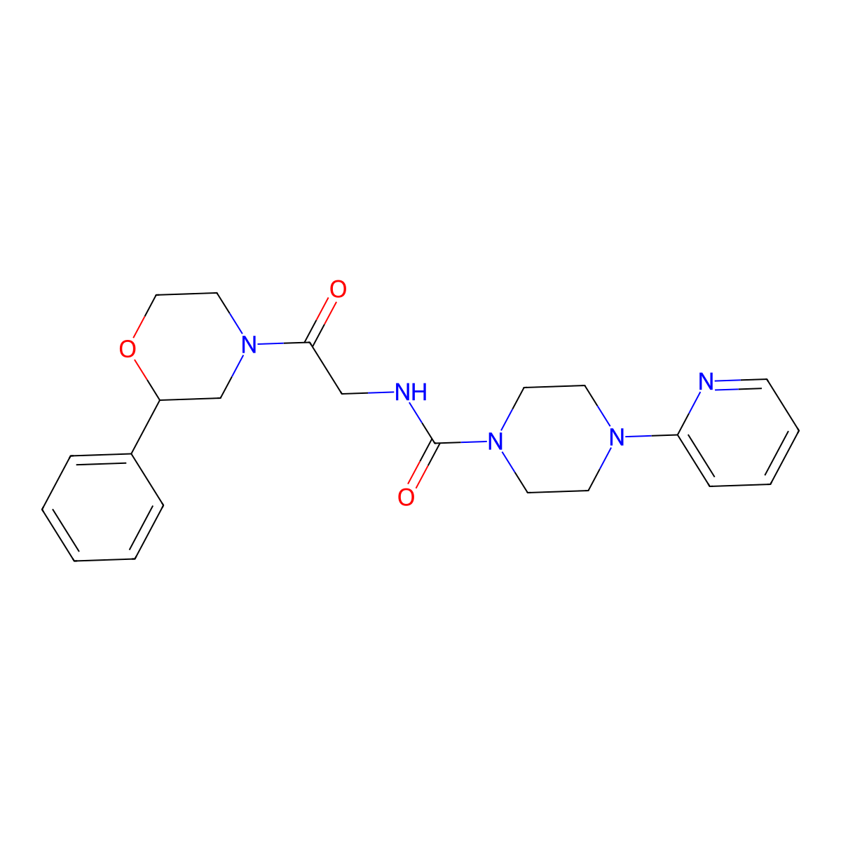 N-[2-oxo-2-(2-phenylmorpholin-4-yl)ethyl]-4-(pyridin-2-yl)piperazine-1-carboxamide molecular structure, CAS 1374539-09-9