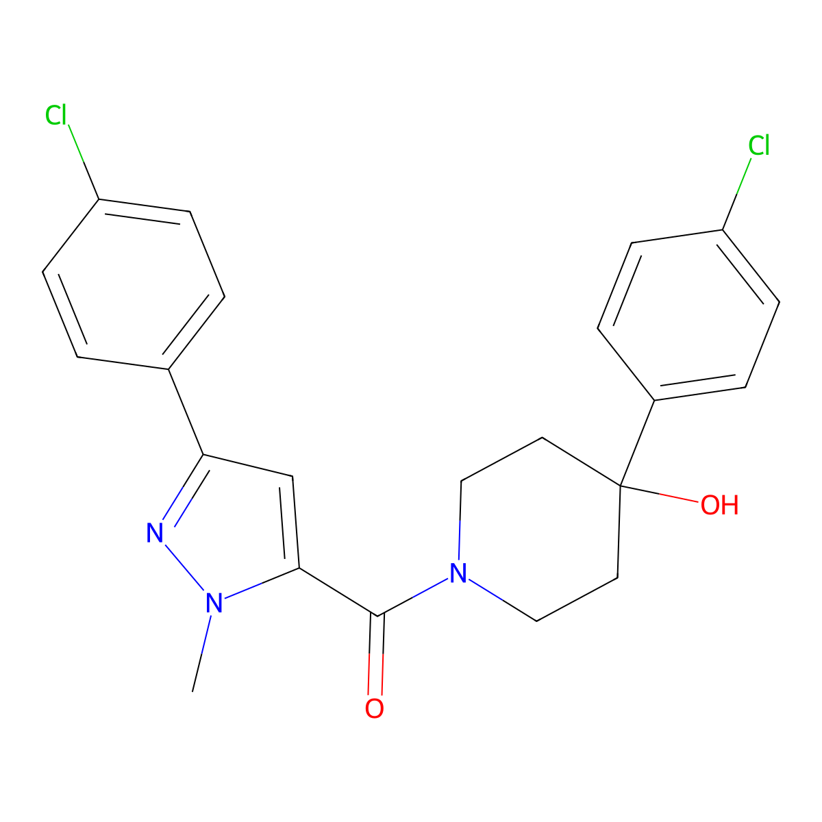 [4-(4-chlorophenyl)-4-hydroxypiperidino][3-(4-chlorophenyl)-1-methyl-1H-pyrazol-5-yl]methanone molecular structure, CAS 1374539-18-0