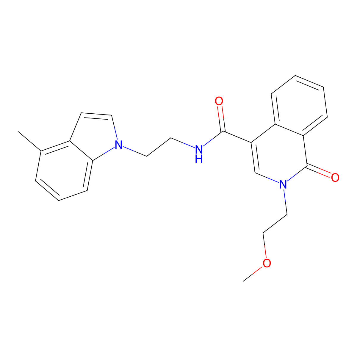 2-(2-methoxyethyl)-N-[2-(4-methyl-1H-indol-1-yl)ethyl]-1-oxo-1,2-dihydro-4-isoquinolinecarboxamide molecular structure, CAS 1374539-24-8