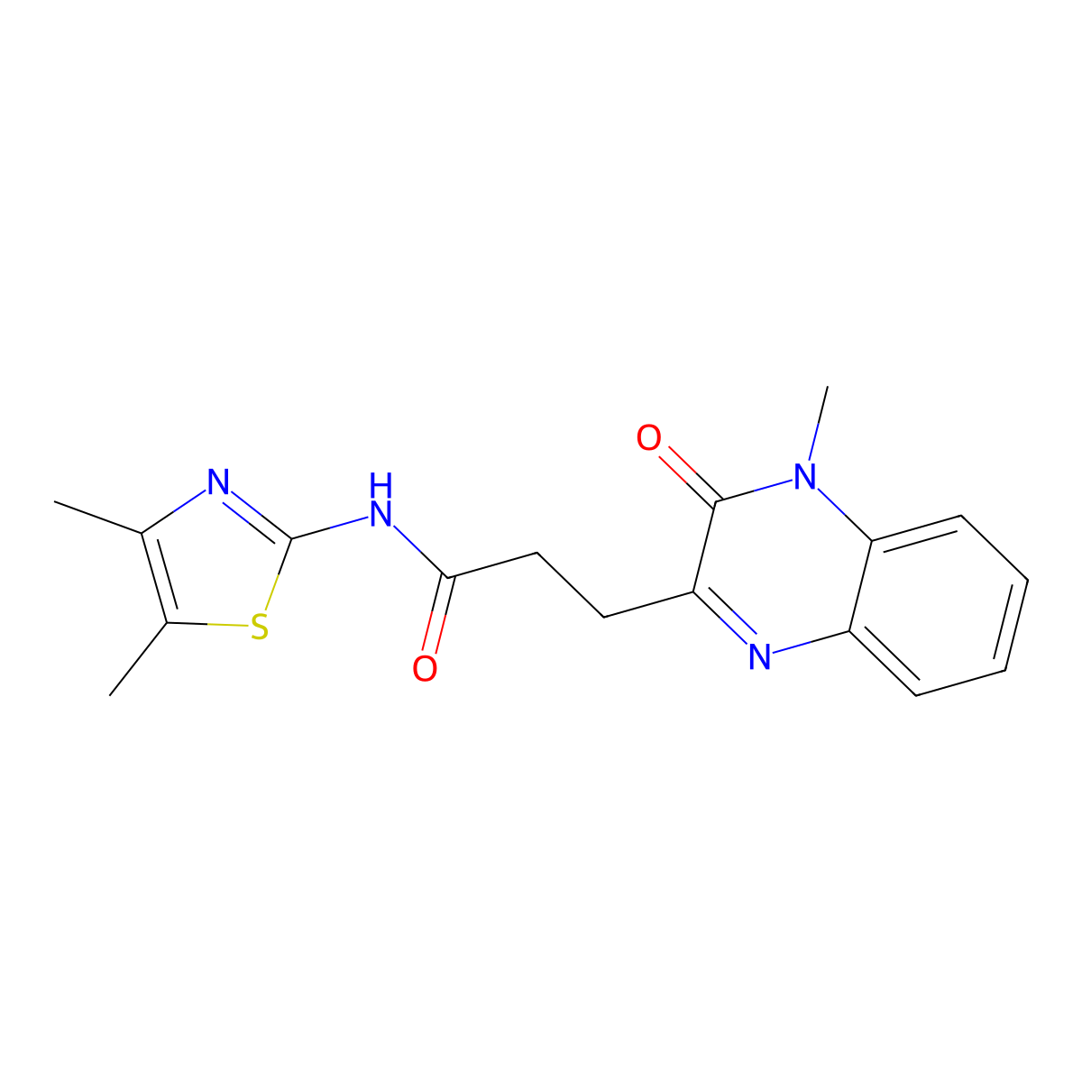 N-(4,5-dimethylthiazol-2-yl)-3-(4-methyl-3-oxo-3,4-dihydroquinoxalin-2-yl)propanamide molecular structure, CAS 1374539-25-9