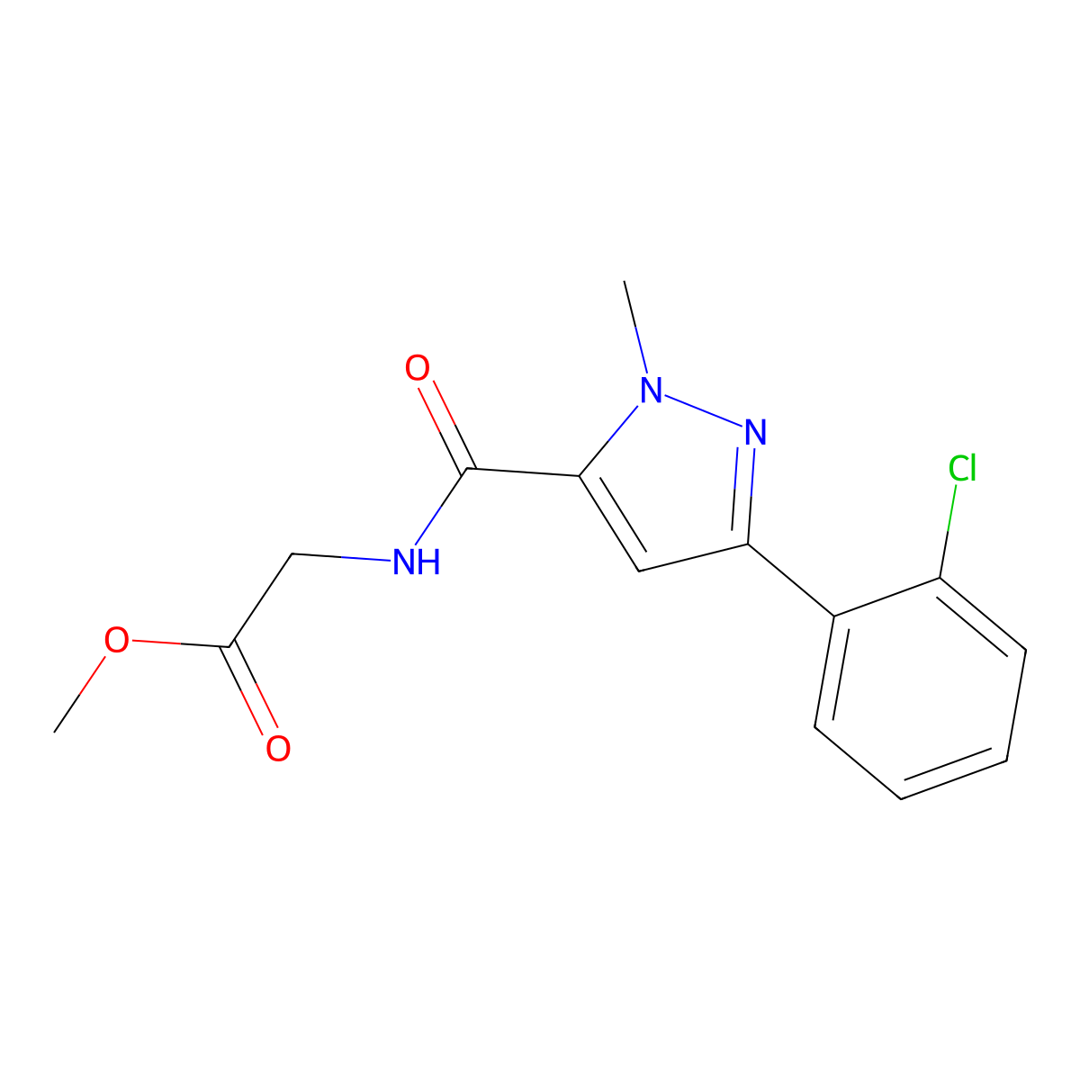methyl N-{[3-(2-chlorophenyl)-1-methyl-1H-pyrazol-5-yl]carbonyl}glycinate molecular structure, CAS 1374539-31-7