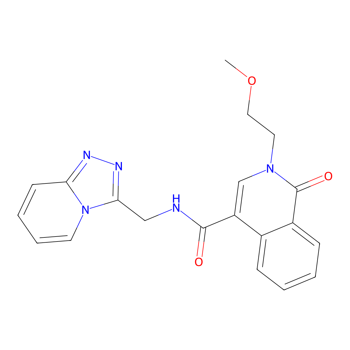 2-(2-methoxyethyl)-1-oxo-N-([1,2,4]triazolo[4,3-a]pyridin-3-ylmethyl)-1,2-dihydroisoquinoline-4-carboxamide molecular structure, CAS 1374539-38-4