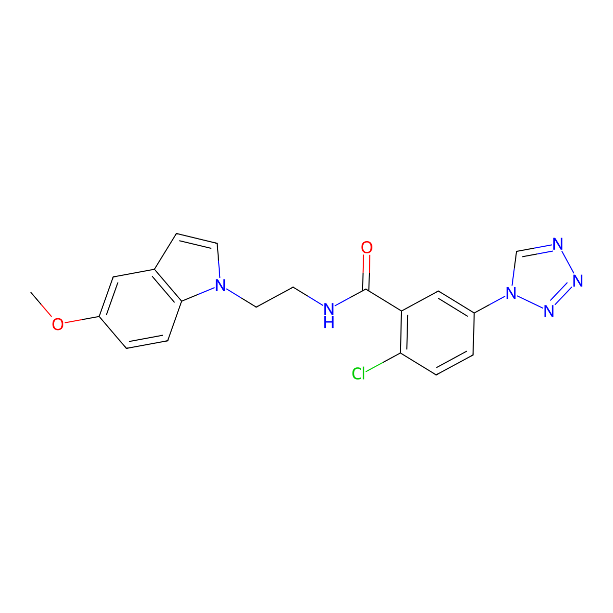 2-chloro-N-[2-(5-methoxy-1H-indol-1-yl)ethyl]-5-(1H-1,2,3,4-tetraazol-1-yl)benzamide molecular structure, CAS 1374539-42-0