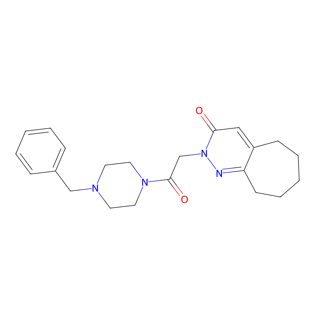 2-[2-(4-benzylpiperazino)-2-oxoethyl]-2,5,6,7,8,9-hexahydro-3H-cyclohepta[c]pyridazin-3-one molecular structure, CAS 1374539-44-2