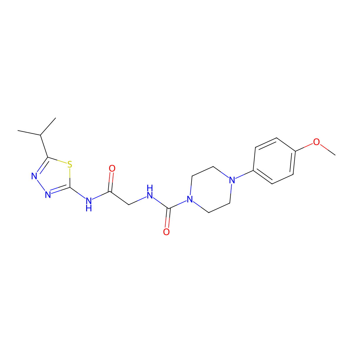 4-(4-methoxyphenyl)-N-(2-oxo-2-{[5-(propan-2-yl)-1,3,4-thiadiazol-2-yl]amino}ethyl)piperazine-1-carboxamide molecular structure, CAS 1374539-61-3