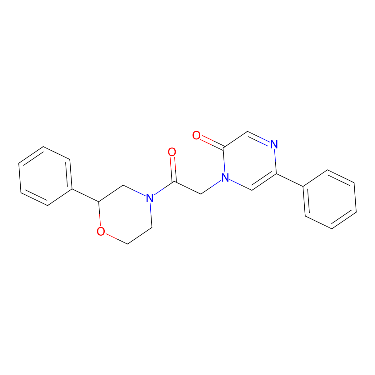 1-[2-oxo-2-(2-phenylmorpholin-4-yl)ethyl]-5-phenylpyrazin-2(1H)-one molecular structure, CAS 1374539-65-7
