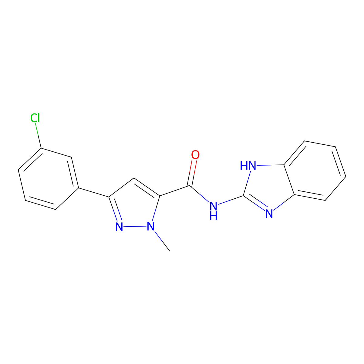 N-(1H-benzimidazol-2-yl)-3-(3-chlorophenyl)-1-methyl-1H-pyrazole-5-carboxamide molecular structure, CAS 1374539-81-7