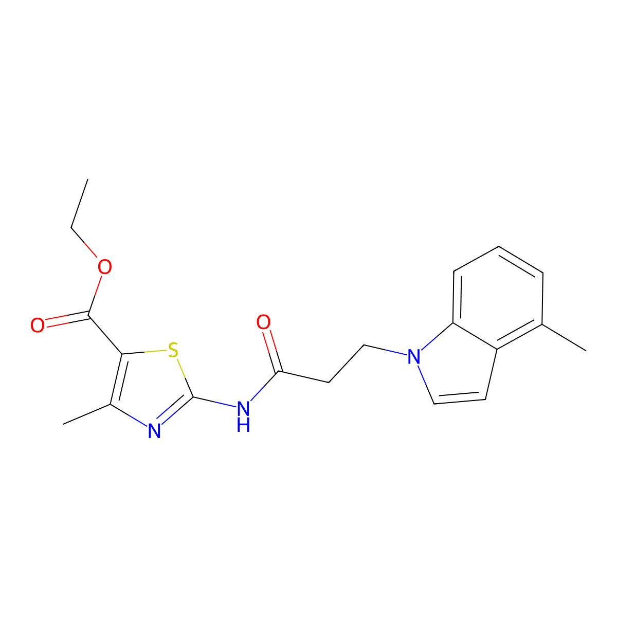 ethyl 4-methyl-2-{[3-(4-methyl-1H-indol-1-yl)propanoyl]amino}-1,3-thiazole-5-carboxylate molecular structure, CAS 1374540-15-4