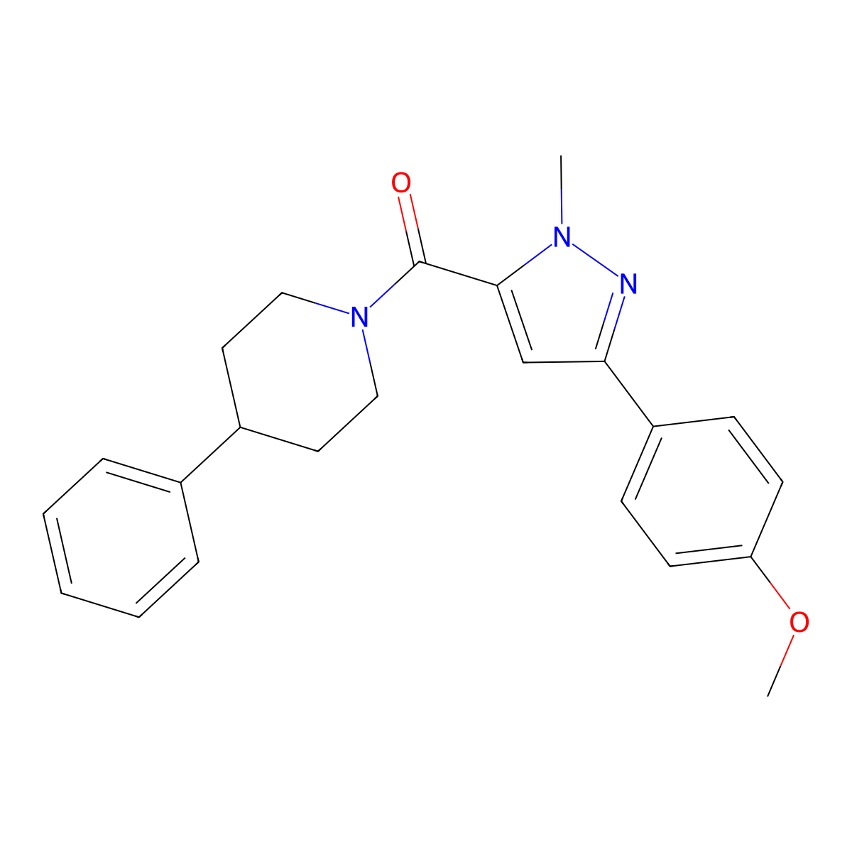 [3-(4-methoxyphenyl)-1-methyl-1H-pyrazol-5-yl](4-phenylpiperidino)methanone molecular structure, CAS 1374540-18-7
