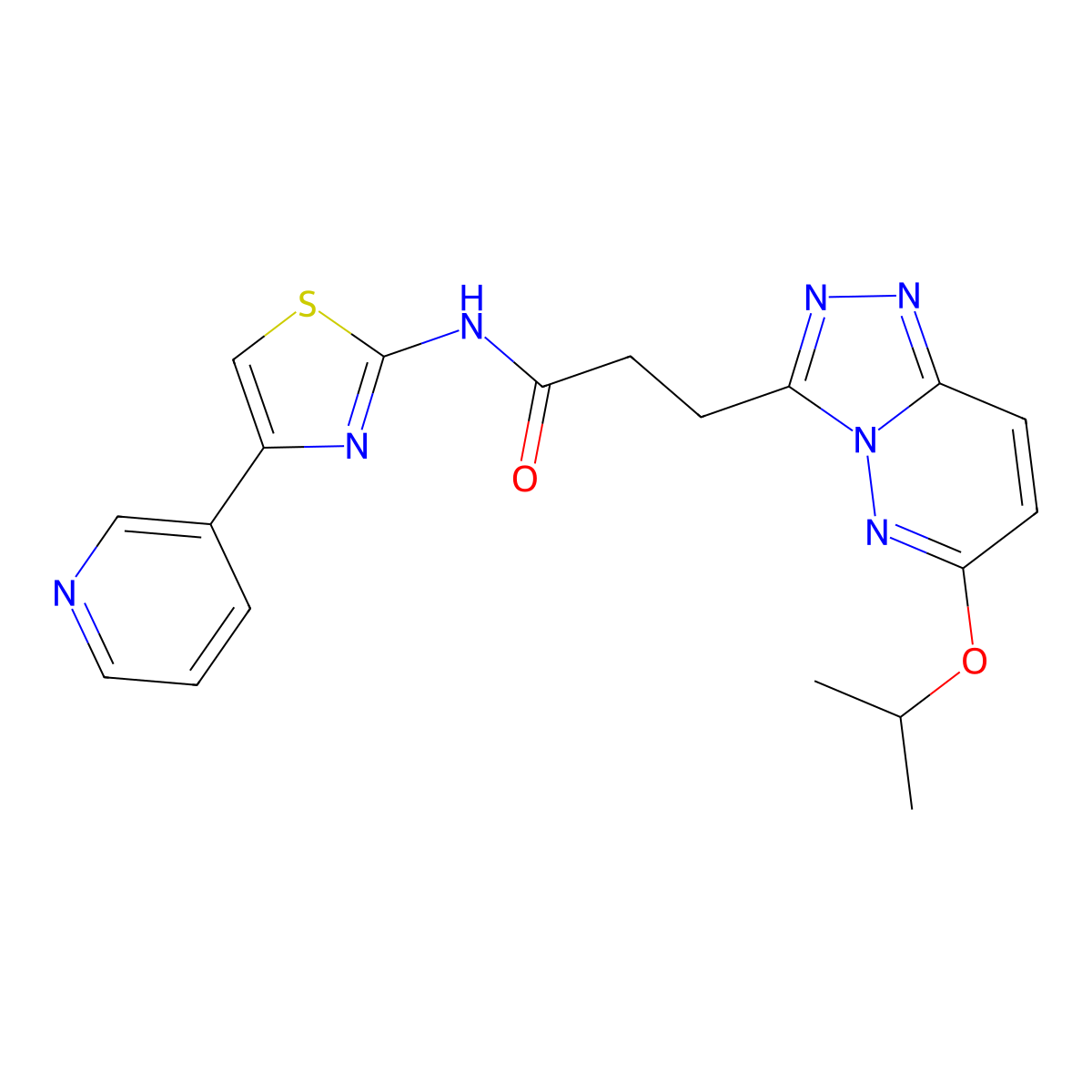 3-(6-isopropoxy-[1,2,4]triazolo[4,3-b]pyridazin-3-yl)-N-(4-(pyridin-3-yl)thiazol-2-yl)propanamide molecular structure, CAS 1374540-23-4