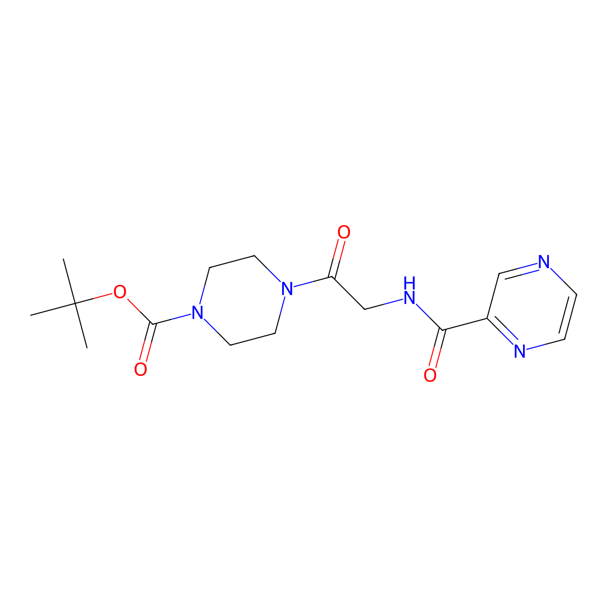 tert-butyl 4-[N-(pyrazin-2-ylcarbonyl)glycyl]piperazine-1-carboxylate molecular structure, CAS 1374540-26-7