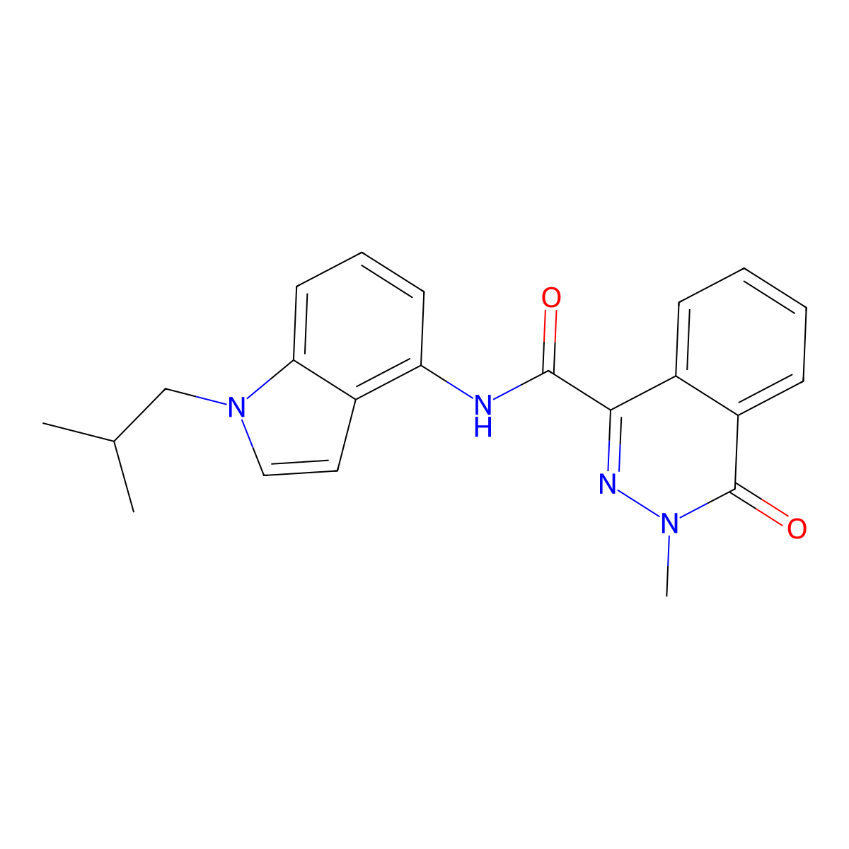 3-methyl-N-[1-(2-methylpropyl)-1H-indol-4-yl]-4-oxo-3,4-dihydrophthalazine-1-carboxamide molecular structure, CAS 1374540-33-6
