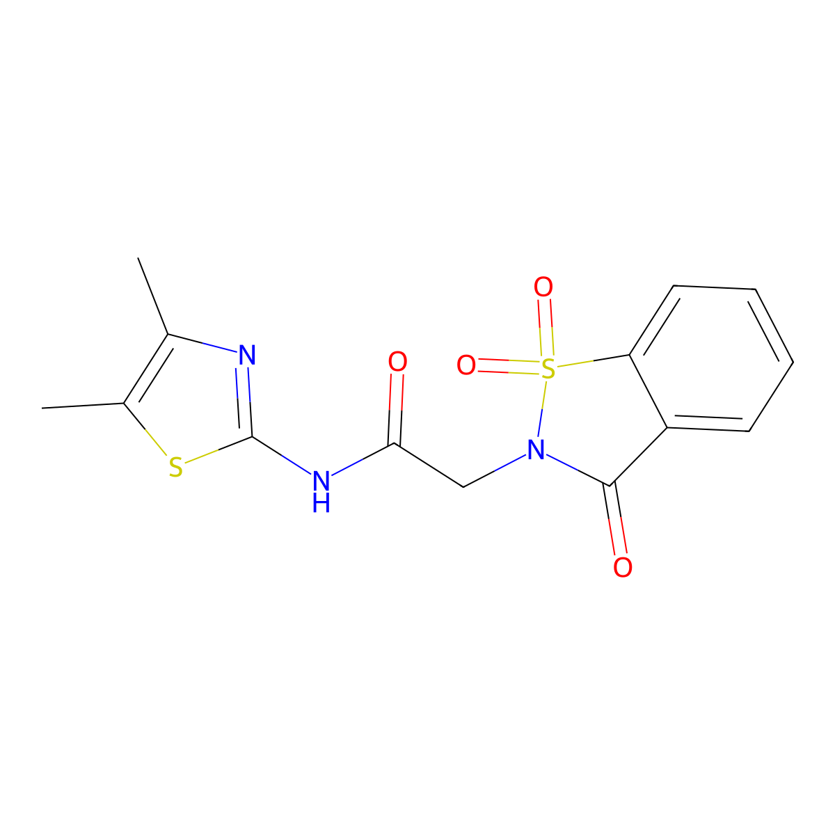 N-(4,5-dimethyl-1,3-thiazol-2-yl)-2-(1,1-dioxido-3-oxo-1,2-benzothiazol-2(3H)-yl)acetamide molecular structure, CAS 1374541-12-4