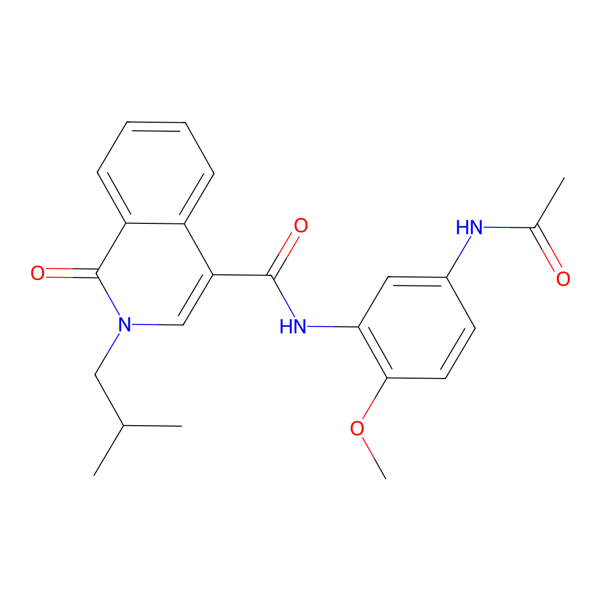 N-(5-acetamido-2-methoxyphenyl)-2-isobutyl-1-oxo-1,2-dihydroisoquinoline-4-carboxamide molecular structure, CAS 1374541-24-8