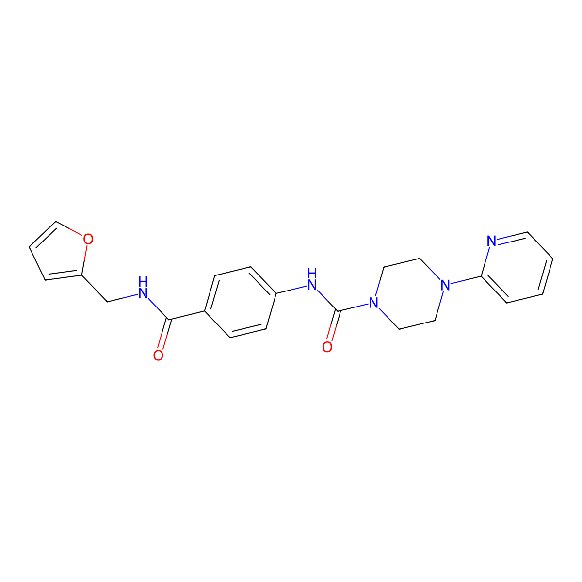 N-{4-[(furan-2-ylmethyl)carbamoyl]phenyl}-4-(pyridin-2-yl)piperazine-1-carboxamide molecular structure, CAS 1374541-38-4