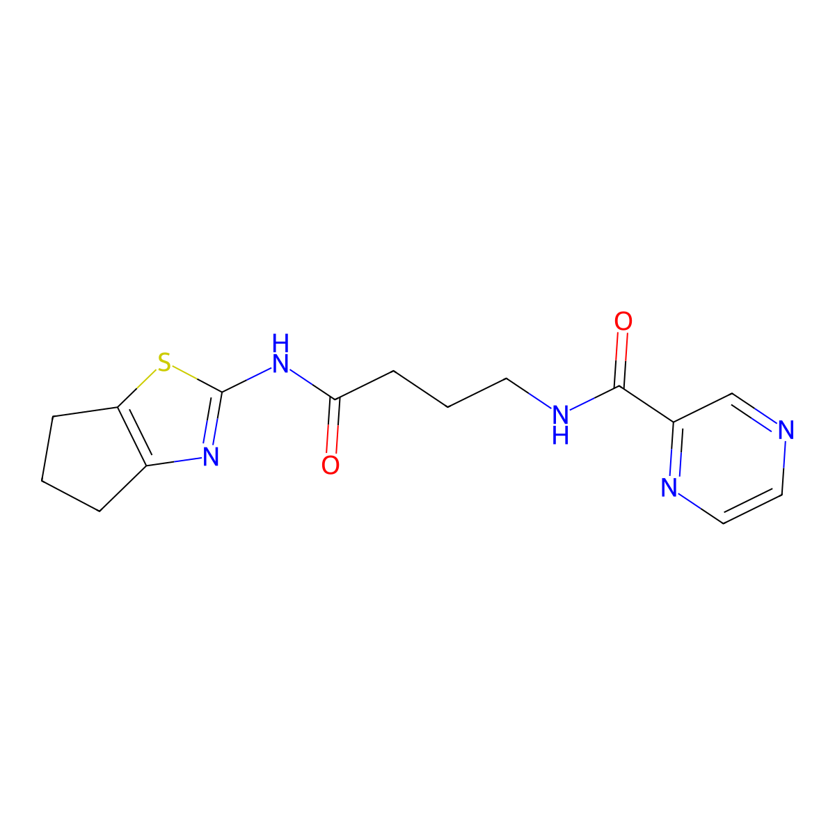 N-[4-(5,6-dihydro-4H-cyclopenta[d][1,3]thiazol-2-ylamino)-4-oxobutyl]pyrazine-2-carboxamide molecular structure, CAS 1374541-45-3