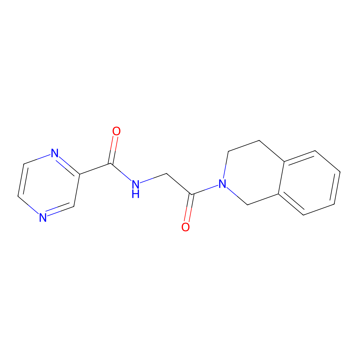 N-{2-[3,4-dihydro-2(1H)-isoquinolinyl]-2-oxoethyl}-2-pyrazinecarboxamide molecular structure, CAS 1374541-78-2