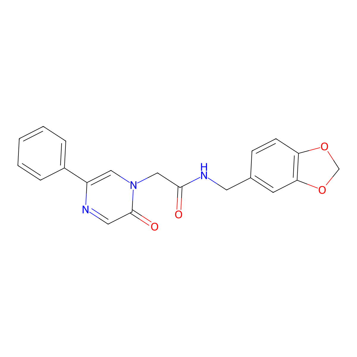 N-(1,3-benzodioxol-5-ylmethyl)-2-(2-oxo-5-phenylpyrazin-1(2H)-yl)acetamide molecular structure, CAS 1374541-95-3