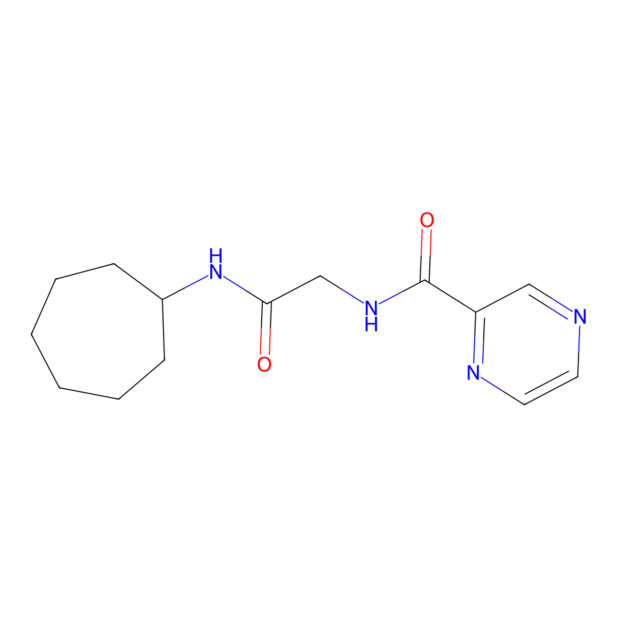 N-[2-(cycloheptylamino)-2-oxoethyl]-2-pyrazinecarboxamide molecular structure, CAS 1374542-08-1