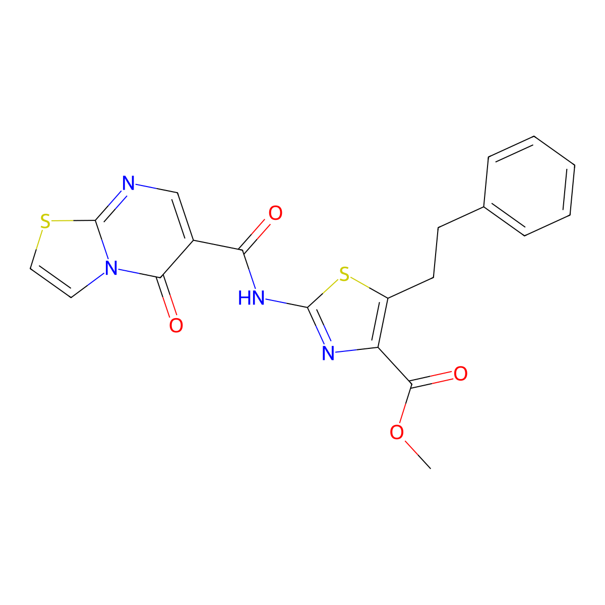 methyl 2-{[(5-oxo-5H-[1,3]thiazolo[3,2-a]pyrimidin-6-yl)carbonyl]amino}-5-(2-phenylethyl)-1,3-thiazole-4-carboxylate molecular structure, CAS 1374542-33-2