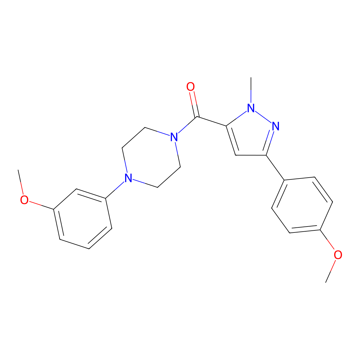[3-(4-methoxyphenyl)-1-methyl-1H-pyrazol-5-yl][4-(3-methoxyphenyl)piperazino]methanone molecular structure, CAS 1374542-49-0