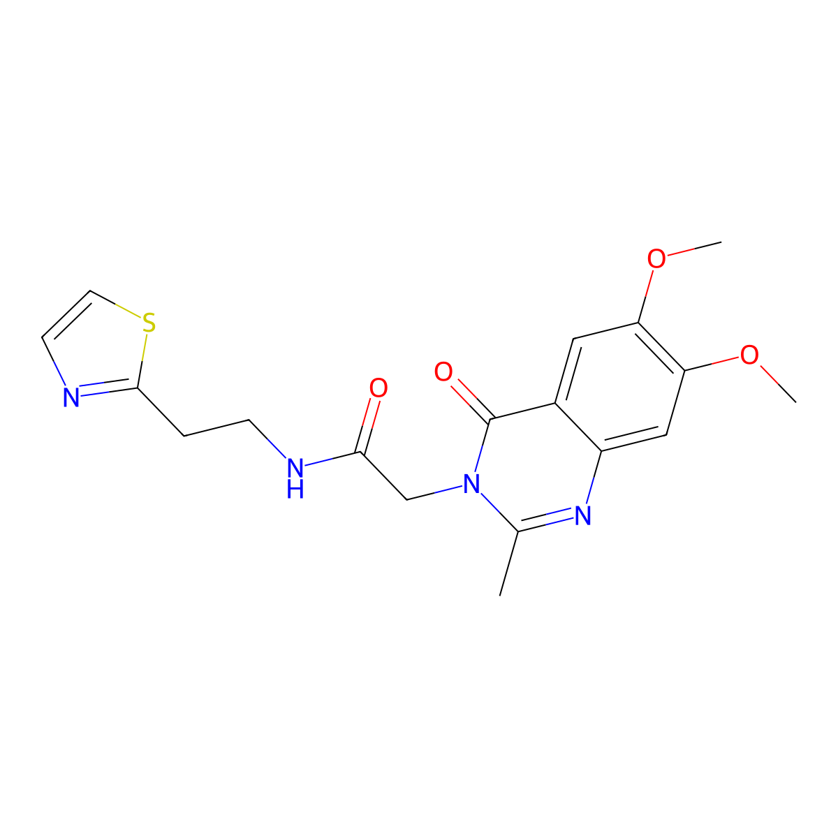 2-(6,7-dimethoxy-2-methyl-4-oxoquinazolin-3(4H)-yl)-N-[2-(1,3-thiazol-2-yl)ethyl]acetamide molecular structure, CAS 1374543-13-1