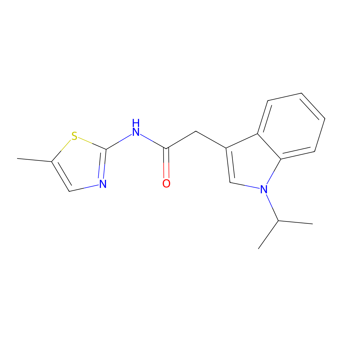 2-(1-isopropyl-1H-indol-3-yl)-N-(5-methylthiazol-2-yl)acetamide molecular structure, CAS 1374543-71-1
