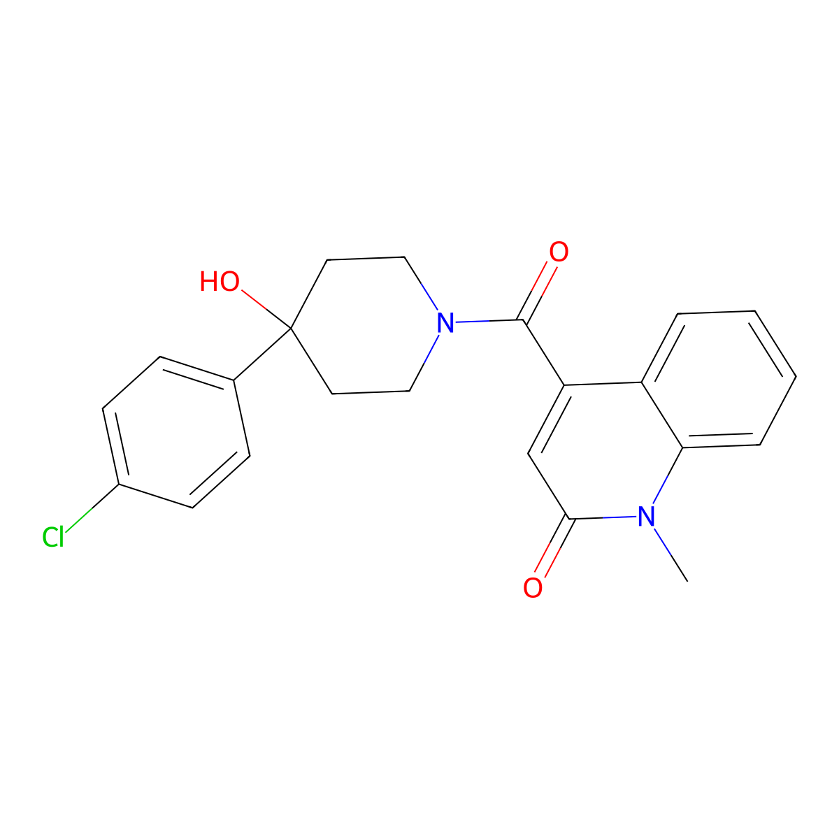 4-{[4-(4-chlorophenyl)-4-hydroxypiperidino]carbonyl}-1-methyl-2(1H)-quinolinone molecular structure, CAS 1374543-91-5