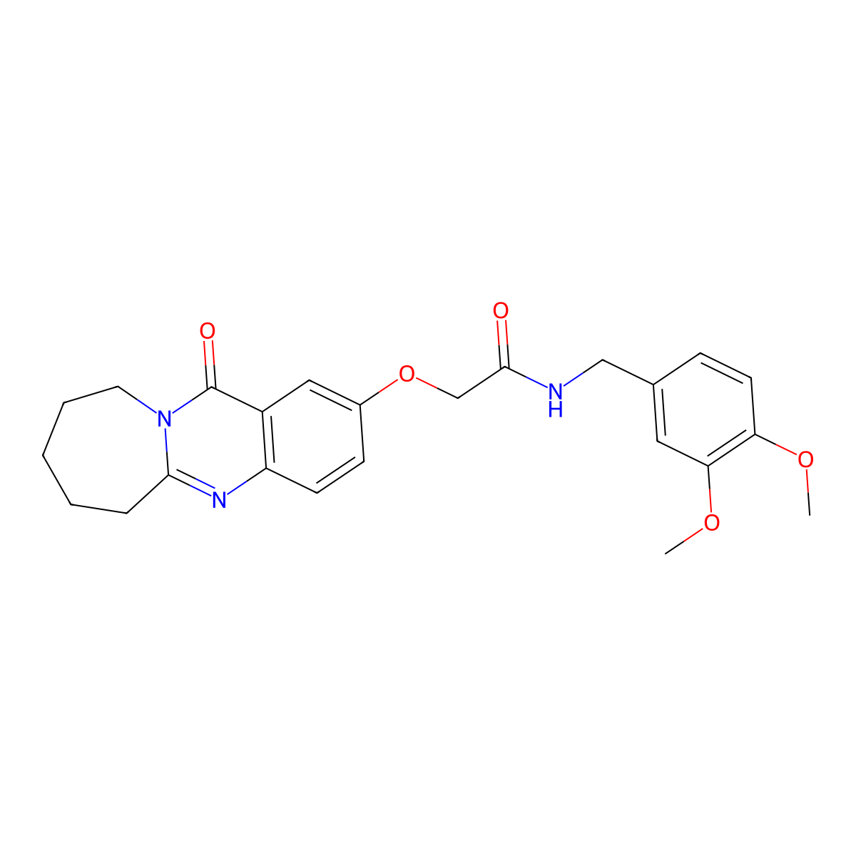 N-(3,4-dimethoxybenzyl)-2-[(12-oxo-6,7,8,9,10,12-hexahydroazepino[2,1-b]quinazolin-2-yl)oxy]acetamide molecular structure, CAS 1374544-03-2