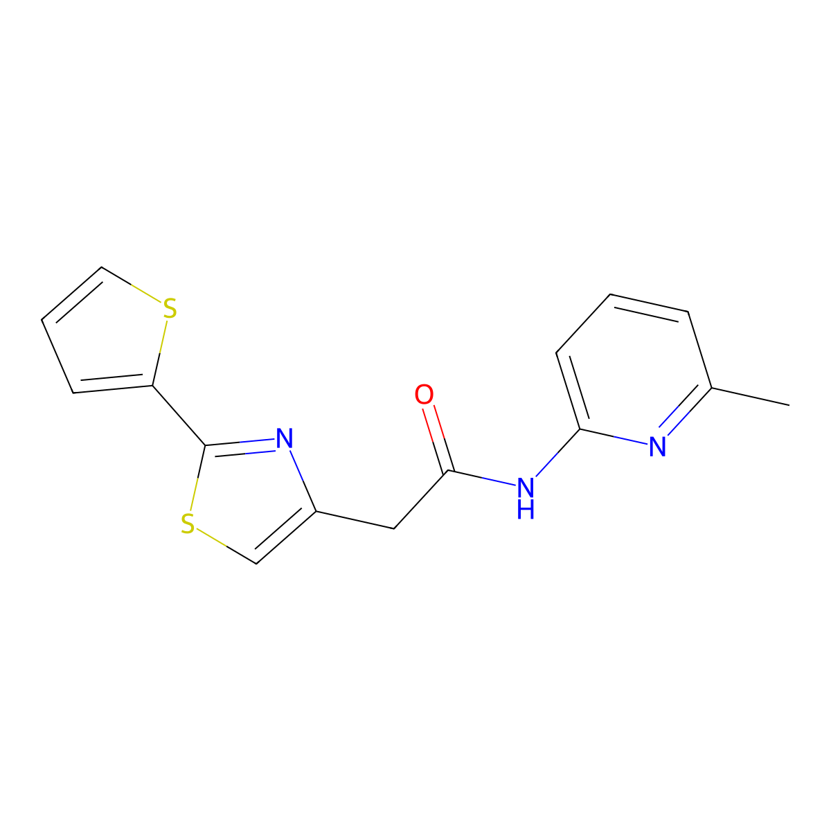N-(6-methylpyridin-2-yl)-2-[2-(thiophen-2-yl)-1,3-thiazol-4-yl]acetamide molecular structure, CAS 1374544-16-7