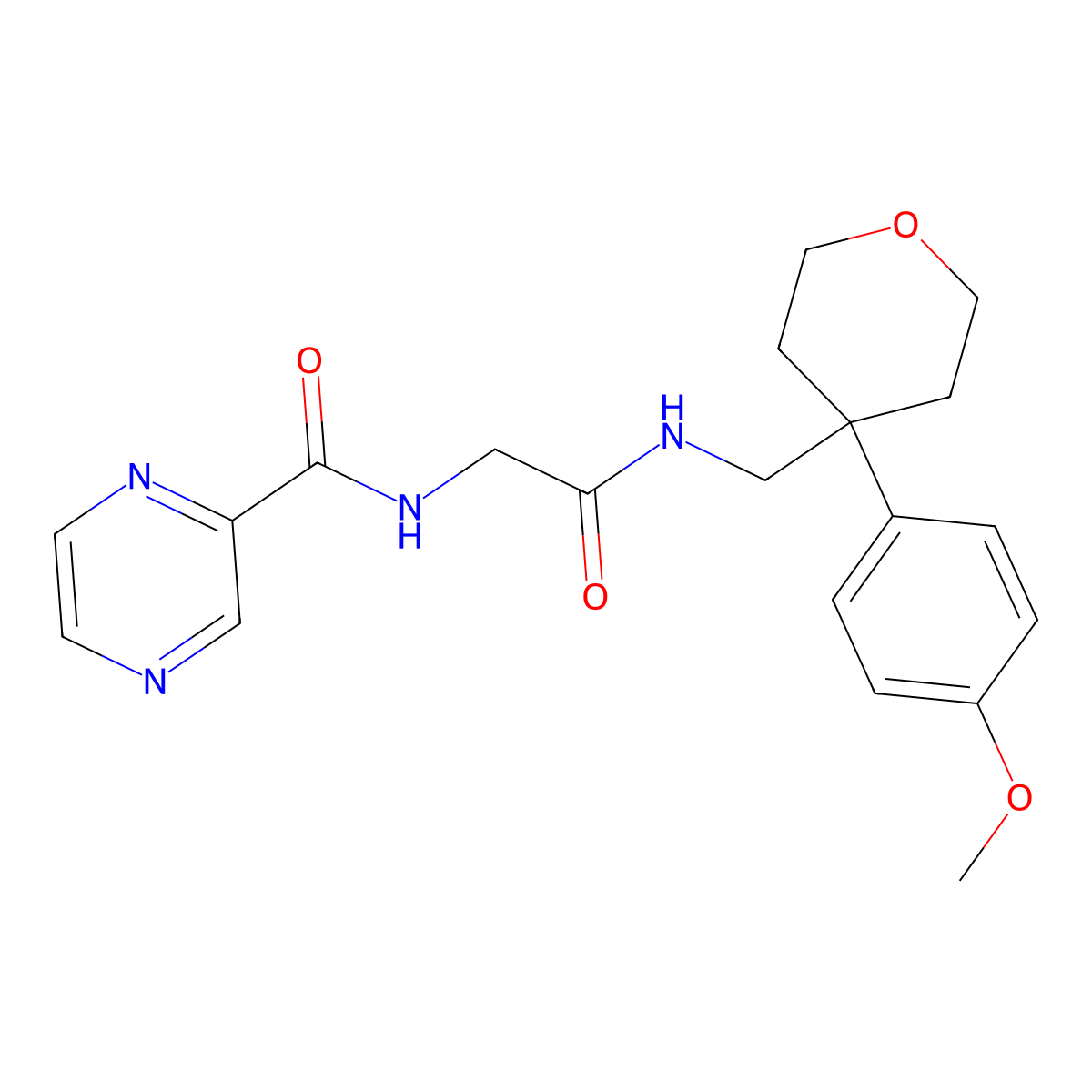 N-[2-({[4-(4-methoxyphenyl)tetrahydro-2H-pyran-4-yl]methyl}amino)-2-oxoethyl]-2-pyrazinecarboxamide molecular structure, CAS 1374544-20-3