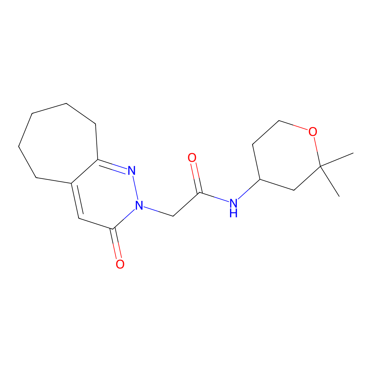 N-(2,2-dimethyltetrahydro-2H-pyran-4-yl)-2-(3-oxo-3,5,6,7,8,9-hexahydro-2H-cyclohepta[c]pyridazin-2-yl)acetamide molecular structure, CAS 1374544-30-5
