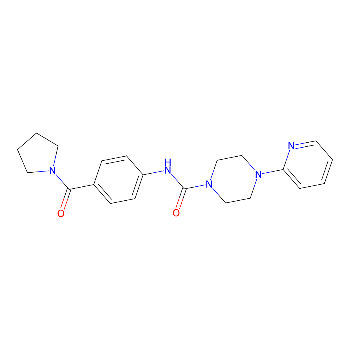 4-(pyridin-2-yl)-N-[4-(pyrrolidin-1-ylcarbonyl)phenyl]piperazine-1-carboxamide molecular structure, CAS 1374544-37-2