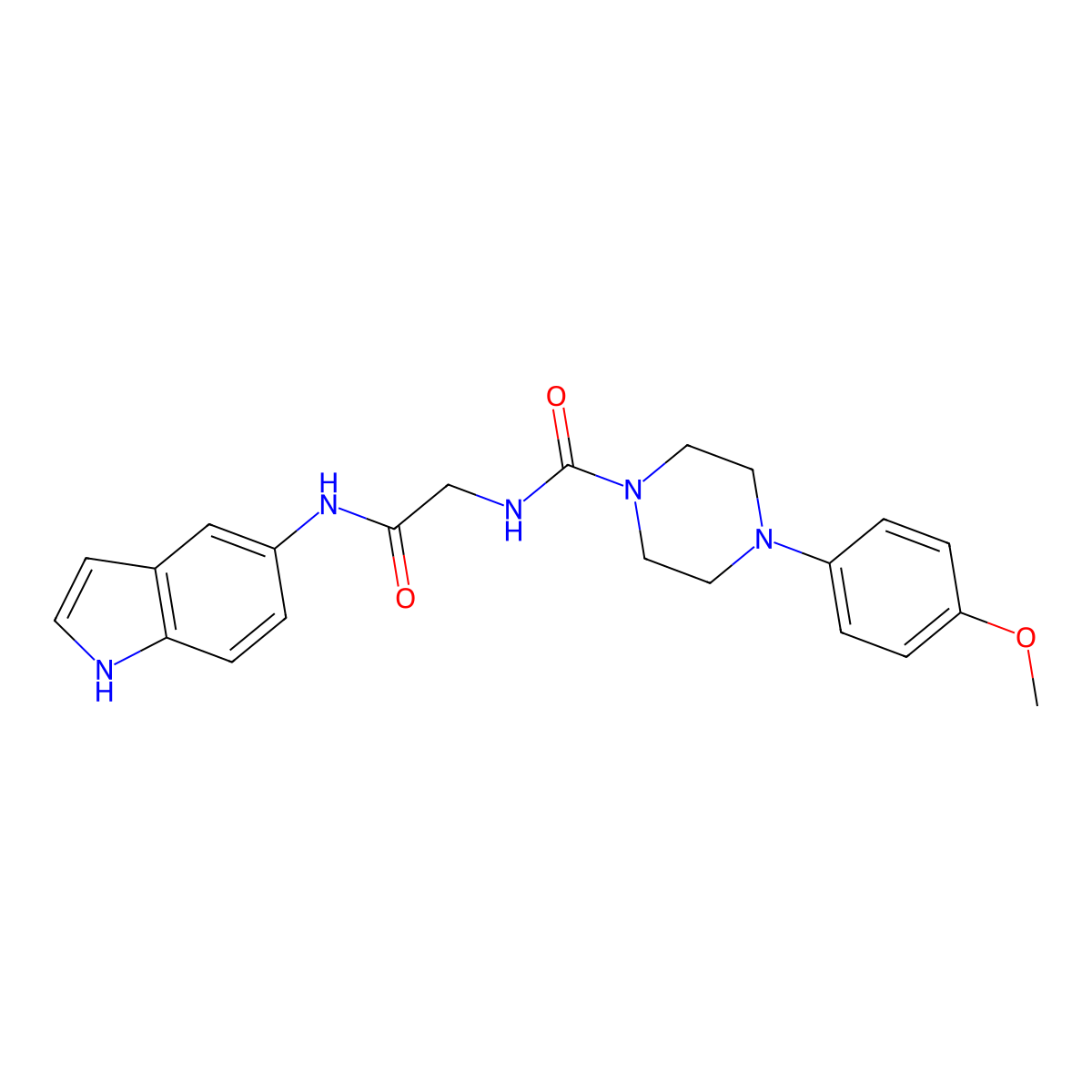 N-[2-(1H-indol-5-ylamino)-2-oxoethyl]-4-(4-methoxyphenyl)piperazine-1-carboxamide molecular structure, CAS 1374544-40-7