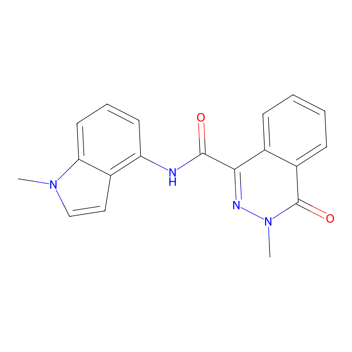 3-methyl-N-(1-methyl-1H-indol-4-yl)-4-oxo-3,4-dihydrophthalazine-1-carboxamide molecular structure, CAS 1374544-44-1