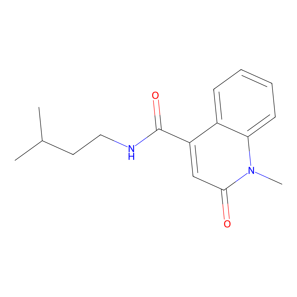 N-isopentyl-1-methyl-2-oxo-1,2-dihydro-4-quinolinecarboxamide molecular structure, CAS 1374544-45-2