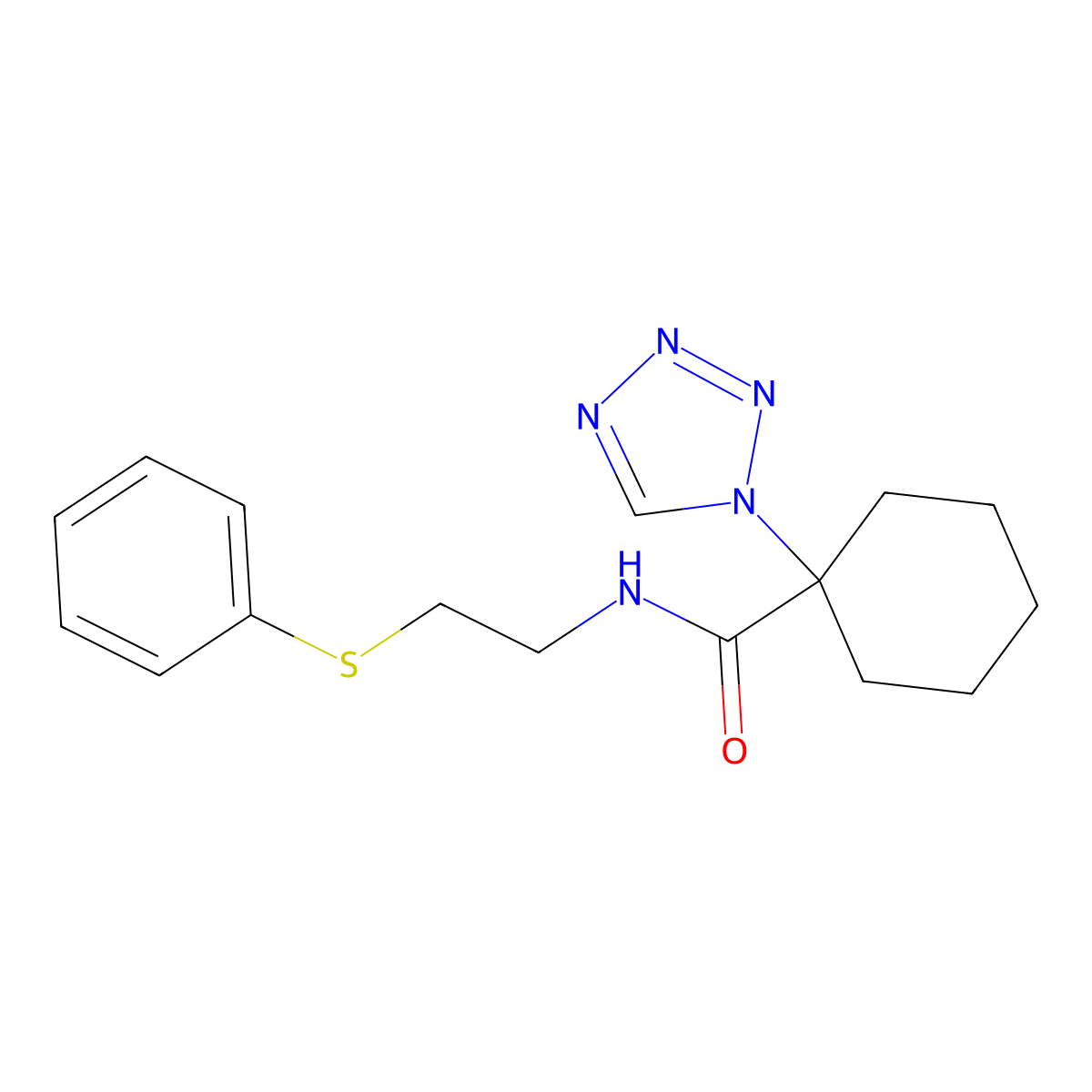 N-[2-(phenylsulfanyl)ethyl]-1-(1H-1,2,3,4-tetraazol-1-yl)-1-cyclohexanecarboxamide molecular structure, CAS 1374544-50-9