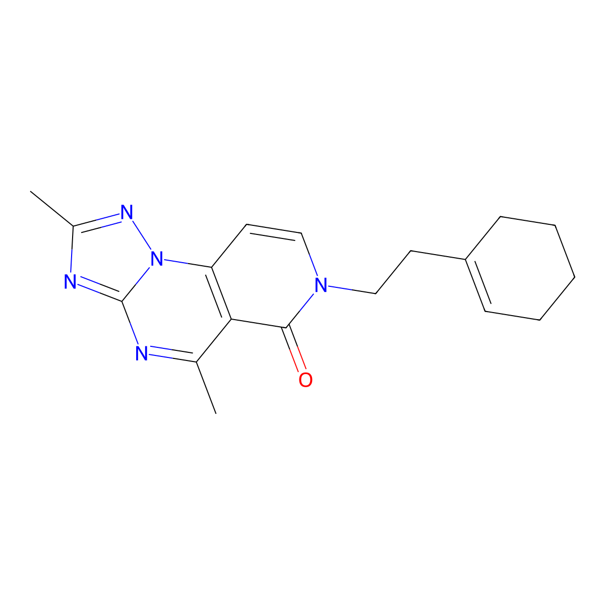 7-[2-(1-cyclohexenyl)ethyl]-2,5-dimethylpyrido[3,4-e][1,2,4]triazolo[1,5-a]pyrimidin-6(7H)-one molecular structure, CAS 1374544-59-8