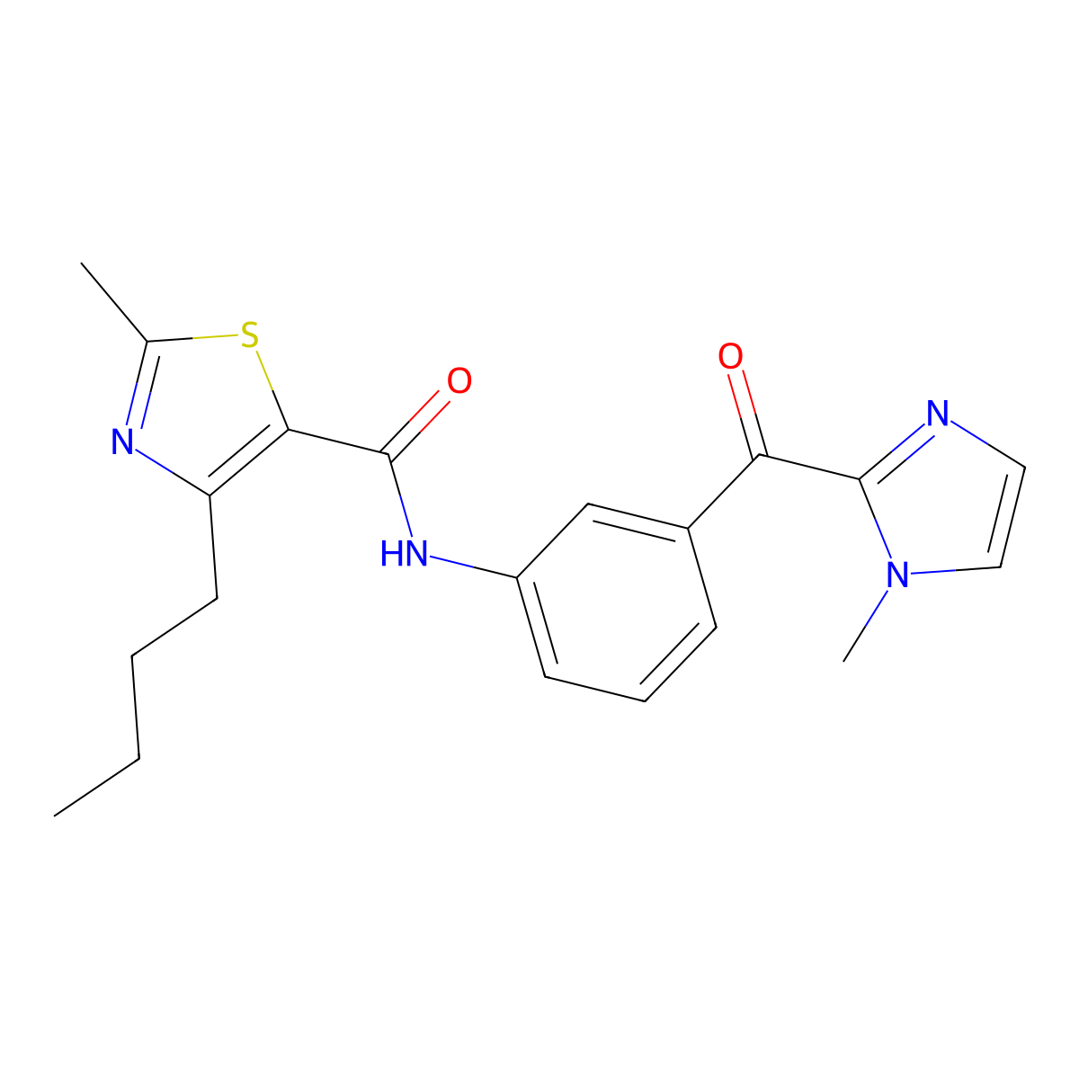 4-butyl-2-methyl-N-{3-[(1-methyl-1H-imidazol-2-yl)carbonyl]phenyl}-1,3-thiazole-5-carboxamide molecular structure, CAS 1374544-79-2