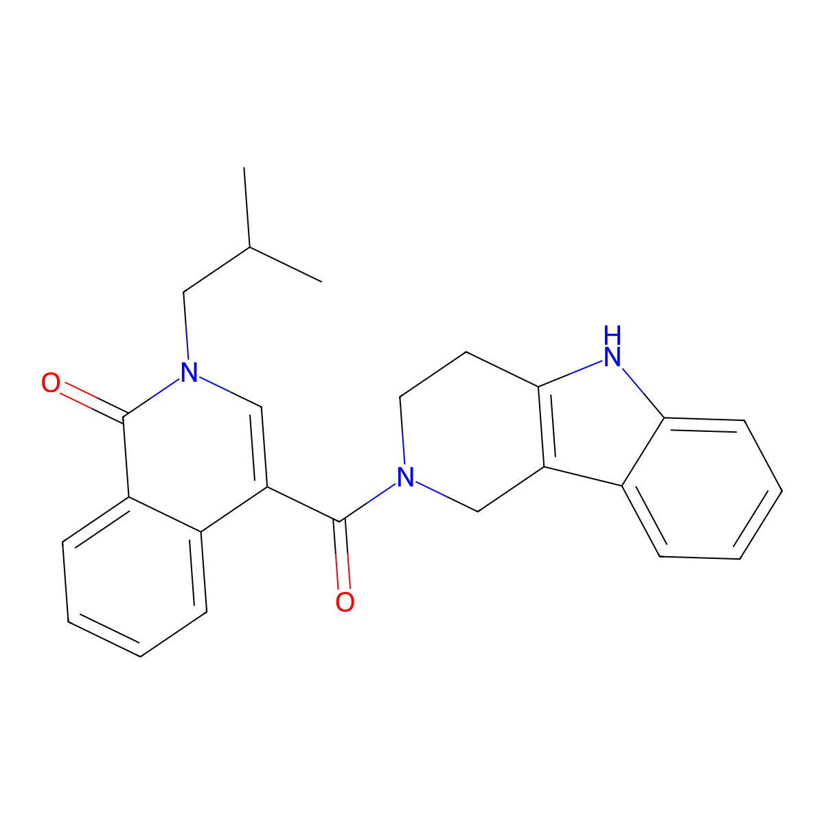 2-isobutyl-4-(1,3,4,5-tetrahydro-2H-pyrido[4,3-b]indol-2-ylcarbonyl)-1(2H)-isoquinolinone molecular structure, CAS 1374544-98-5